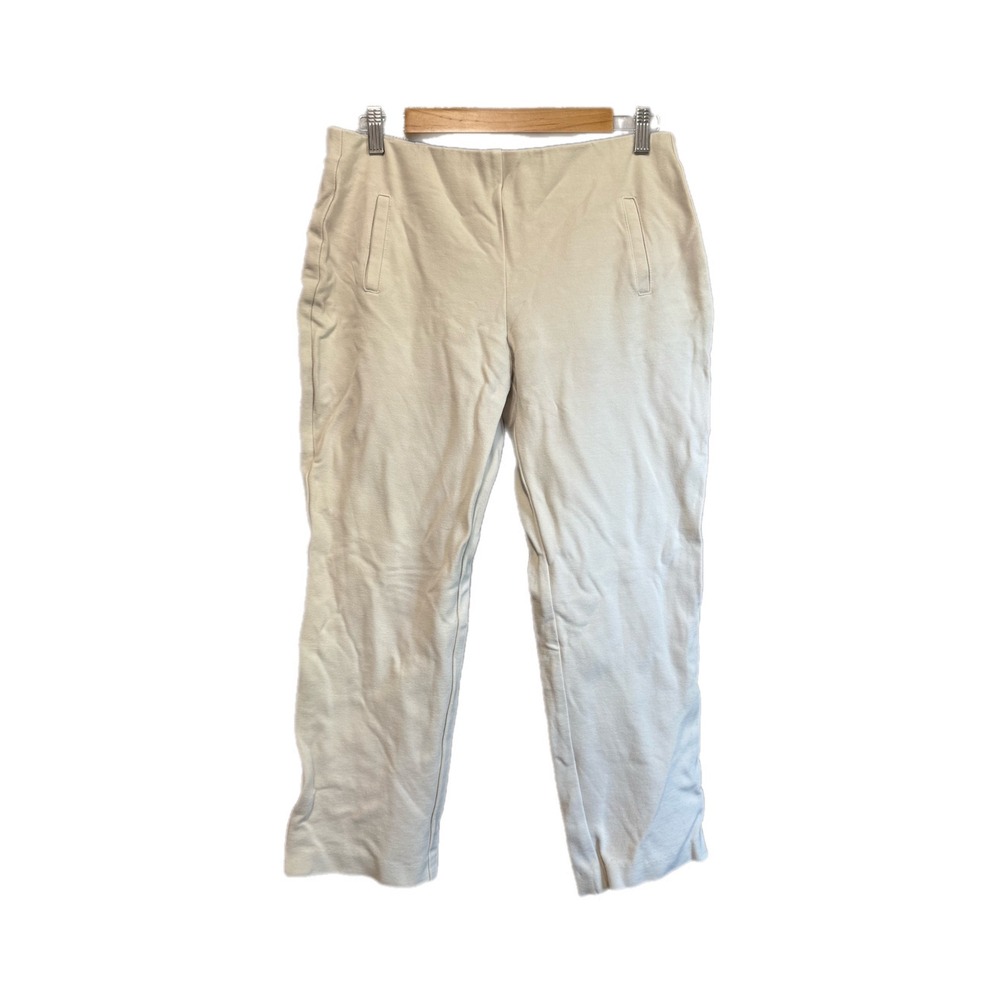 Chico's Ankle Pants Women Size 1 Beige Excellent Pull On Ponte Knit Career
